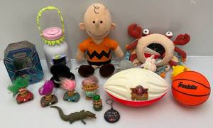 lot 256 image: Misc. Vintage Toys Including Charlie Brown Plush, Trolls & More