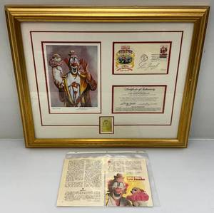 lot 290 image: Lou And Knucklehead Lithograph #9475000 Lou Jacobs Special Edition With COA Framed Behind Glass Pencil Signed By Leighton Jones