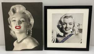 lot 294 image: Framed & Canvas Marilyn Monroe Prints Canvaes Print 15 x 19 Framed Behind Glass Is 17 34 x 17 34