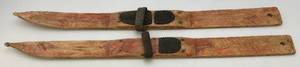 lot 299 image: Vintage Homemade Wood Skis 46 x 3 34