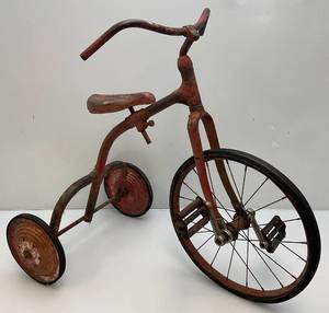 lot 303 image: Very Old Large Childs Tricycle With Hard Rubber Tires