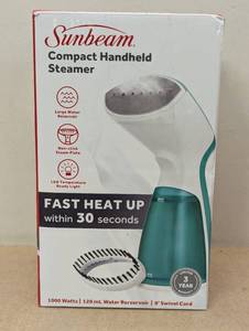 lot 68 image: Sunbeam 1000W Compact Handheld Steamer with Brush Attachment