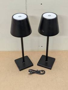 lot 78 image: Mikasa Cordless Rechargeable Set of 2 Table Lamps - Black
