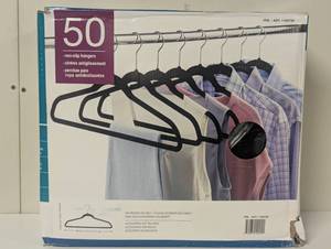 lot 63 image: Premium Velvet Hangers 50 Pack, Black Felt Hangers Non Slip