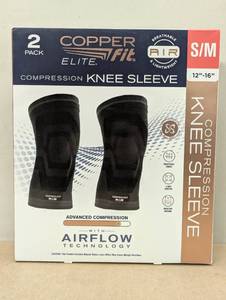 lot 51 image: Copper Fit Elite Knee Compression Sleeve SM Copper Infused AirFlow 2 Pack