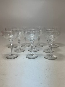 lot 54 image: 1950s Etched Champagne Glasses