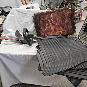 lot 84 image: 2024 Factory Chevy 1500 Floor Mats with Hedge Trimmer, etc