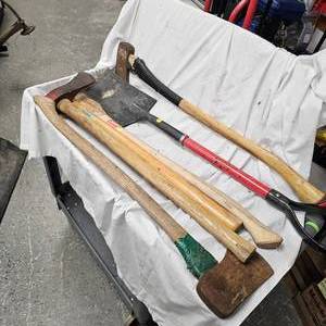 lot 98 image: Axes and Spade with Handles