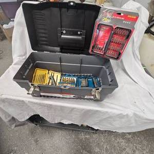 lot 109 image: Tool Box with Drill Bits and Drivers
