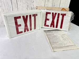 lot 327 image: Sure-Lites AC Powered Steel Exit Signs With Instruction Manual, Lot of 2