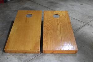 lot 2 image: Set of 2 Wooden Cornhole Boards