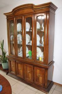 lot 95 image: Solid Wood China Cabinet with Glass Doors and Adjustable Shelves