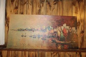lot 129 image: Harry Winkler Original Canvas Painting with Nautical Theme