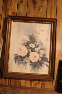lot 132 image: Ilse Halle Suber Signed Floral Print in Wooden Frame