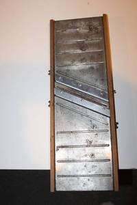 lot 143 image: Vintage Metal and Wood Mandoline Slicer with Adjustable Blades
