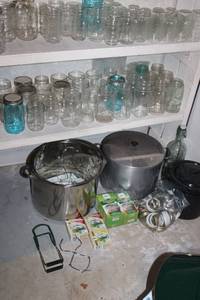 lot B-147 image: Home Canning and Preserving Kit with Jars, Lids, and Pots