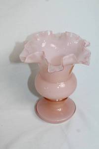 lot A-8 image: Fenton 6.5 Rose Overlay Glass Vase