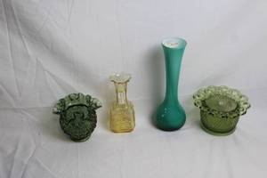 lot 37 image: Set of 4 Glass Vases and Bowls - Assorted Designs and Colors