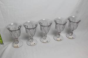 lot 48 image: Set of 5 Ireland Imports Stemmed Glass Goblets