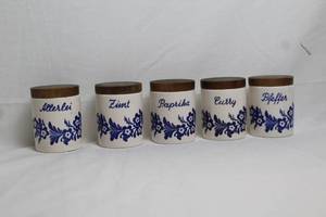 lot 56 image: Set of 5 Schramberg Spice Jars with Floral Design