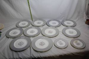 lot 58 image: Set of 12 Wedgwood Grey Friar Plates with Floral Pattern