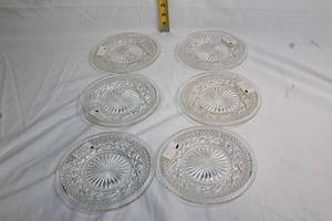 lot 69 image: Set of 6 Glass Dessert Plates with Starburst Design