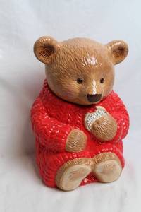 lot 91 image: Ceramic Bear Cookie Jar with Red Sweater