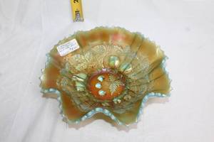 lot A-109 image: Northwood Three Fruits Aqua Opal Bowl