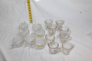 lot 141 image: Collection of 14 Vintage Glass Punch Cups with Ornate Handles