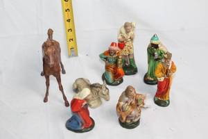 lot 144 image: 7-Piece Vintage Nativity Figurine Set with Shepherd and Wise Men