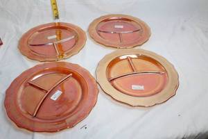 lot 168 image: Set of 4 Normandie Iridescent Divided Grill Plates