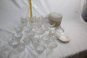 lot 176 image: Collection of Vintage Clear Glassware including Goblets and Plates
