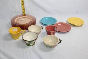 lot 178 image: Assorted Harlequin and Floral Teacups with Saucers and Plates