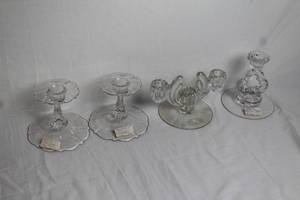 lot 186 image: Collection of 4 Cambridge Glass Candle Holders