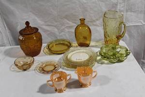 lot 207 image: Set of Assorted Amber-Colored Glassware