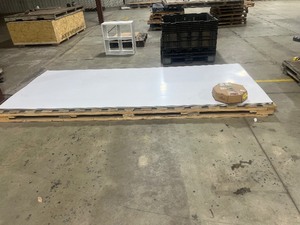 lot 97 image: 25) 5X12 SHEETS OF DESIGNER WHITE LAMINATE & 5) 300 ROLLS OF 1516 X 1MM EDGEBANDING