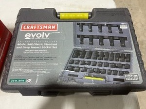 lot 177 image: CRAFTSMAN EVOLV 40 PIECE SAEMETRIC STANDARD& DEEP IMPACT SOCKET SET (NEW)