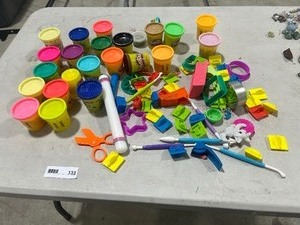 lot 133 image: TABLE FULL OF PLAY DOH & UTENSILS