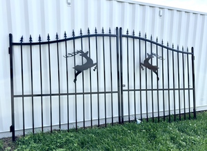 lot 9214 image: FUTURE 14 Foot Bi-Parting Wrought Iron Gate (FT-14BL)