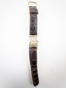 lot 5 image: Mens Hamilton tank style watch with sub seconds, SN# 100936 Gold Tone gold filled Mechanical Watch. Starts when wound