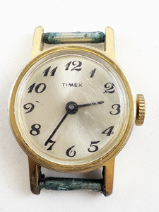 lot 15 image: Ladys Timex yellow Timex with silver dial Gold Tone Base Metal Mechanical Watch. Not Working