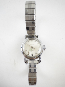 lot 27 image: Ladys Timex 17 jewel Silver Tone base metal Mechanical Watch. Starts when wound
