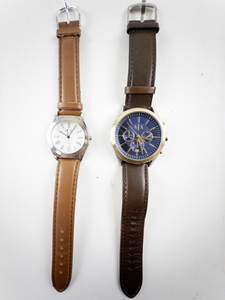 lot 38 image: Mens PCA and Armani Exchange Brown Strap Base Metal Quartz Analog Watches. Working