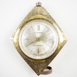lot 41 image: Ladys Lucerno Womens pendant style Swiss made Gold Tone Base Metal Mechanical Pocket Watch. Starts when wound