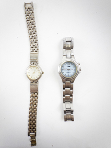lot 57 image: Ladys Geneva  & Globlue Water Resistant Silver & Gold Tone Base Metal Quartz Analog Watches. New Battery Installed