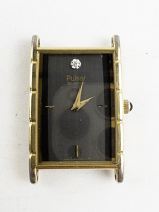 lot 81 image: unisex Pulsar Tank Style Case Gold Tone base metal Quartz Analog watch. New Battery Installed