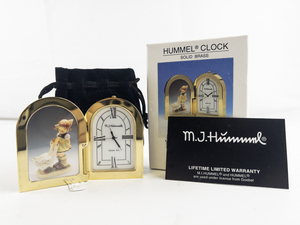 lot 85 image: unisex Hummel Solid brass goose girl Brass Quartz Clock. New battery