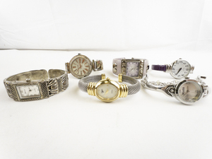 lot 96 image: Ladys Group of 6  Bangle Style Base Metal Quartz Analog watches. New Batteries Installed