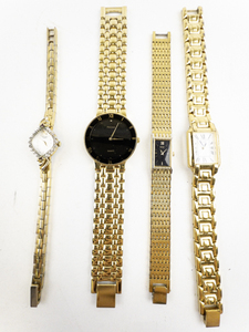 lot 102 image: Ladys Group of 4  Pulsar & Seiko Gold Tone Base Metal Quartz Analog watches. New Batteries Installed