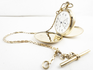 lot 108 image: Mens Hampden Watch Co White Dial Gold Tone Base Metal Mechanical Pocket Watch. Starts when wound